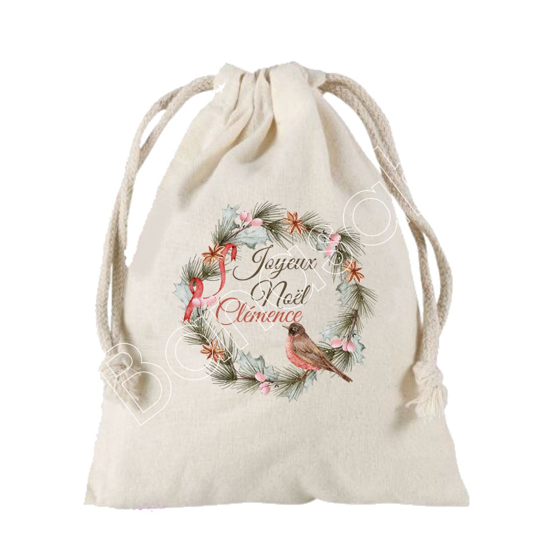 Sac Cadeau Personnalisé Joyeux Noël + Prénom
