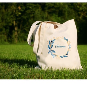 Tote bag " Prénom " , tote bag , sac de toile en coton, couleur écrue , toile , cadeau pour amie, collègue, ...