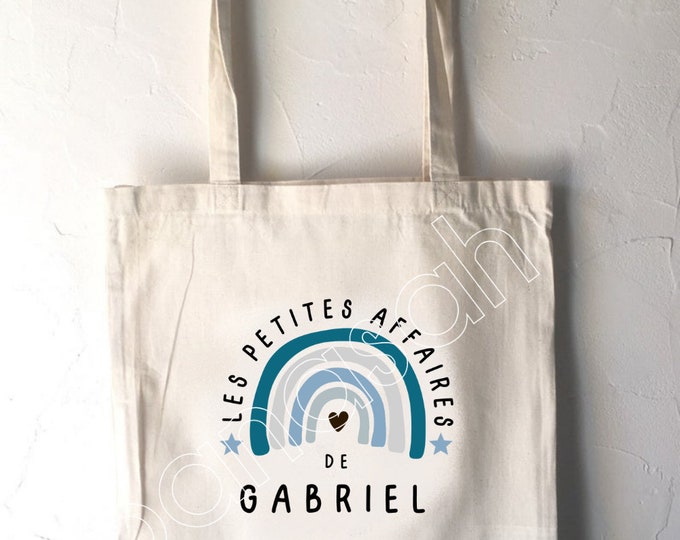 Personalized tote bag for children, school tote bag, canvas tote bag, cuddly toy bag, bag for children's clothes, nursery tote bag