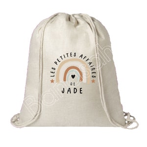 Personalisierter Baumwollrucksack „Les Petitesaffaires de...“ Schule, Canvas-Tasche, Einkaufstasche, Kuscheltiertasche, Tasche für Kinderkleidung, Kindergarten