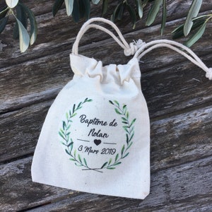 Pochons à dragées ou cadeaux en coton personnalisés pour Mariage ou Baptême ! mariage cadeaux invités ballotins dragées champêtre