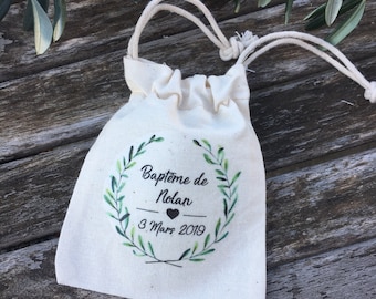 Pochons à dragées ou cadeaux en coton personnalisés pour Mariage ou Baptême ! mariage cadeaux invités ballotins dragées champêtre