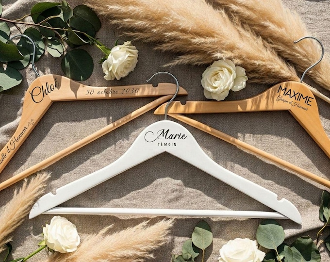 Personalized Wooden Wedding Hanger – Groom, Best Man, Bridesmaid, Groomsman – Wedding Dress Photo Prop –