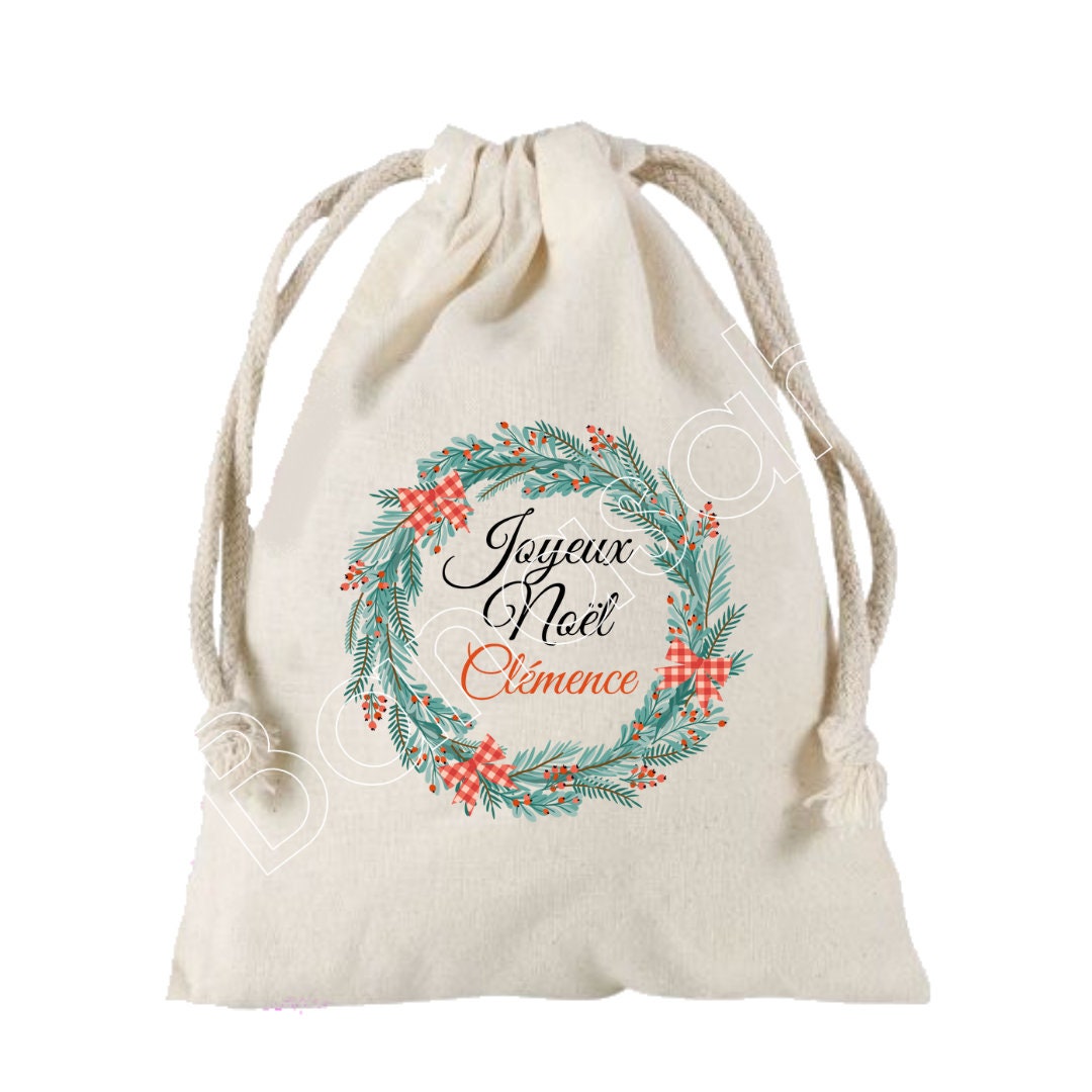 Sac Cadeau Personnalisé Joyeux Noël + Prénom