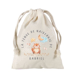 Grande Pochette à liens coulissants personnalisée au prénom de  votre choix 100 % coton