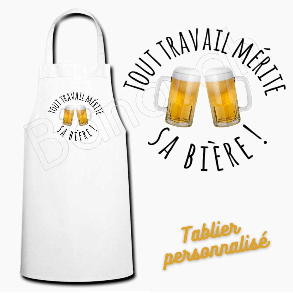 Tablier de Cuisine Personnalisable Blanc , Taille Adulte, Idée Cadeau Maman, Humour, Drôle