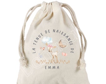 Large drawstring pouch personalized with the first name of your choice 100% cotton