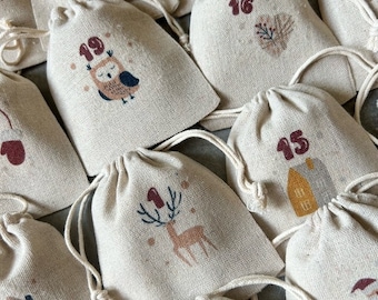 Eternal Advent Calendar 24 bags and/or its cotton storage bag! Traditional & magical countdown, Christmas, December,