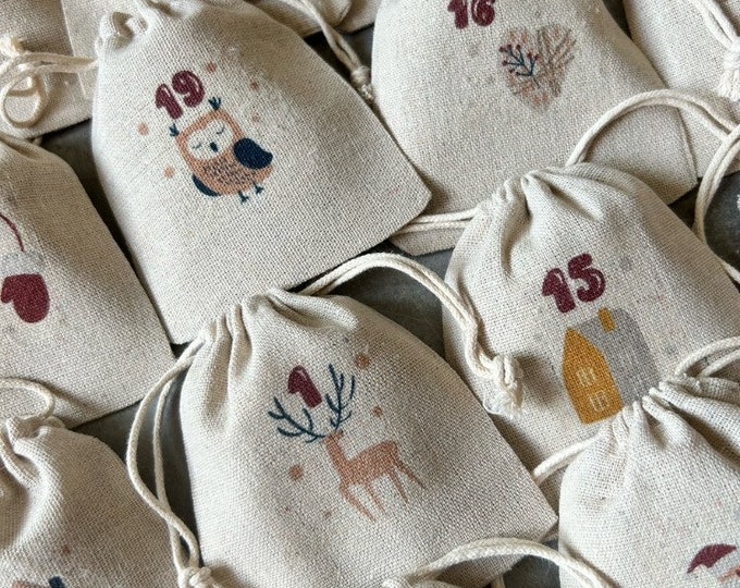 Eternal Advent Calendar 24 bags and/or its cotton storage bag! Traditional & magical countdown, Christmas, December,