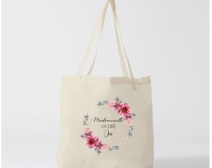 Cotton Tote Bag "Miss will say Yes!"  Wedding gift EVJF Temoin Bridesmaid custom bride and groom team