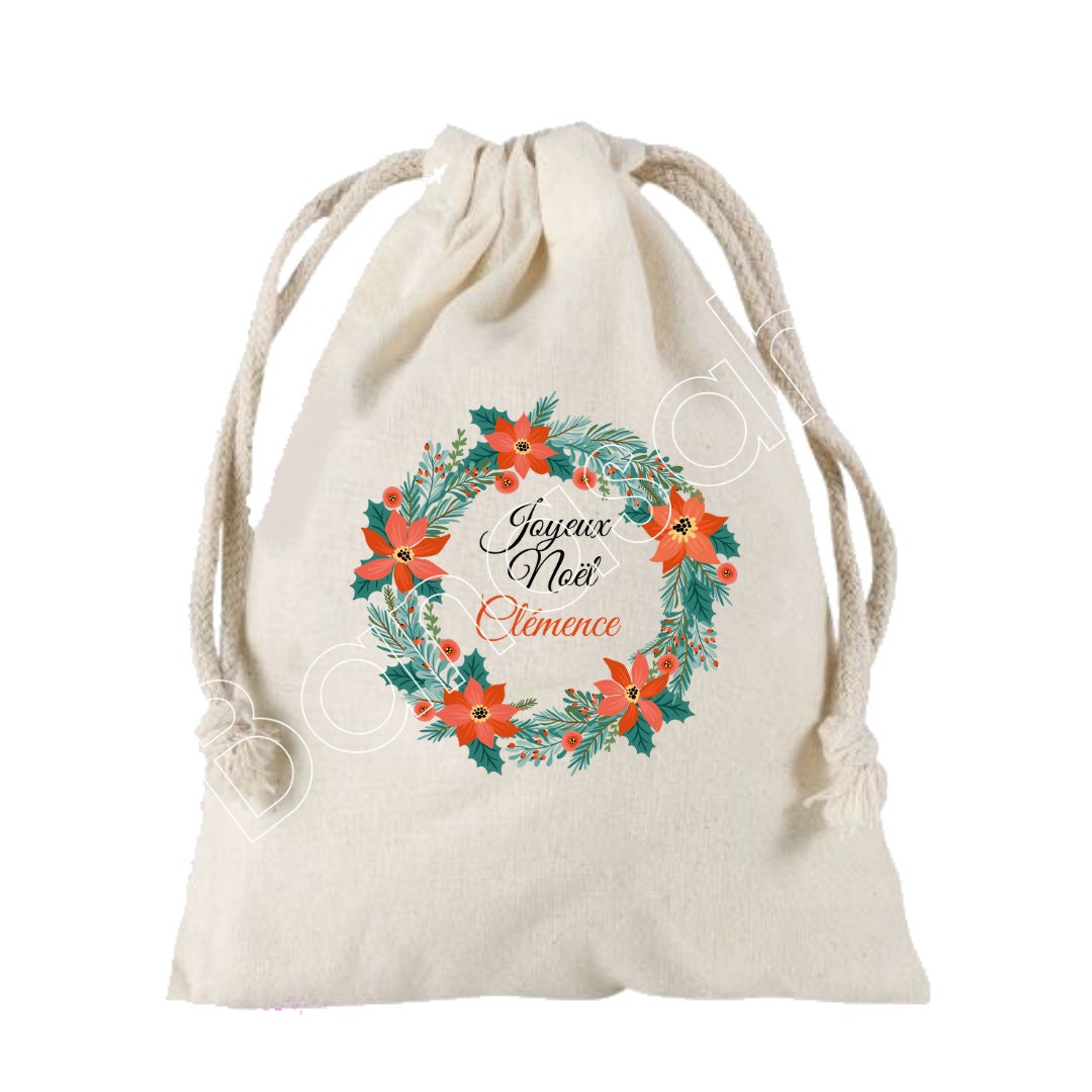 Sac Cadeau Personnalisé Joyeux Noël + Prénom