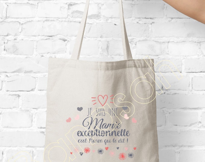 Personalized tote bag, shopping bag, Available for Grandma, Mom, Godmother, Tata, Nanny, Mistress ...