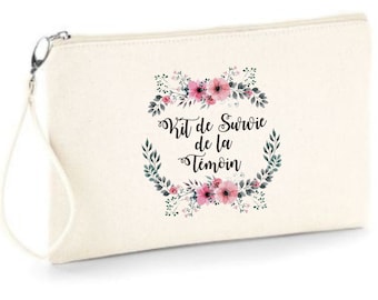Zippee pouch "Witness Survival Kit" to offer!  wedding witness Theme Country , Boho , FLeurs
