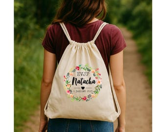 Personalized EVJF, Bachelorette Party Backpack with Drawstrings! Fast Shipping Wedding Witness Bride Team