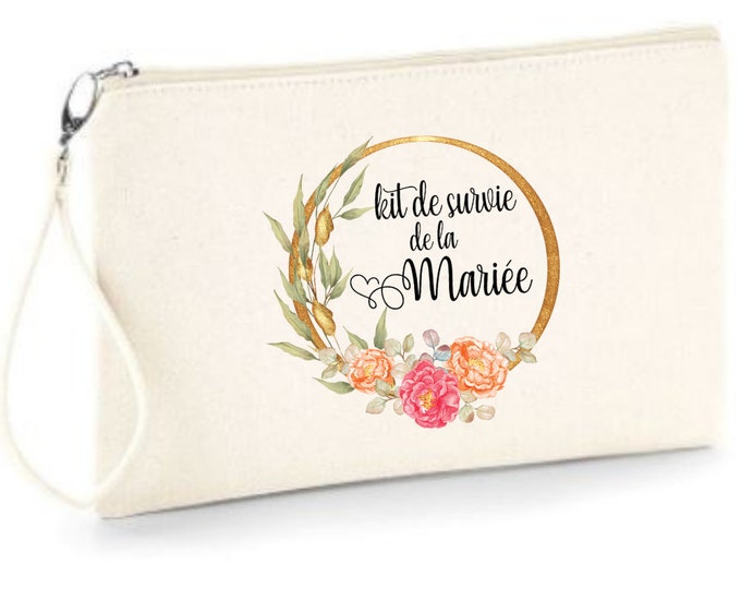 Zippered “Survival Kit” pouch as a gift! For the future Bride, witnesses and/or Bridesmaids, boho, country wedding