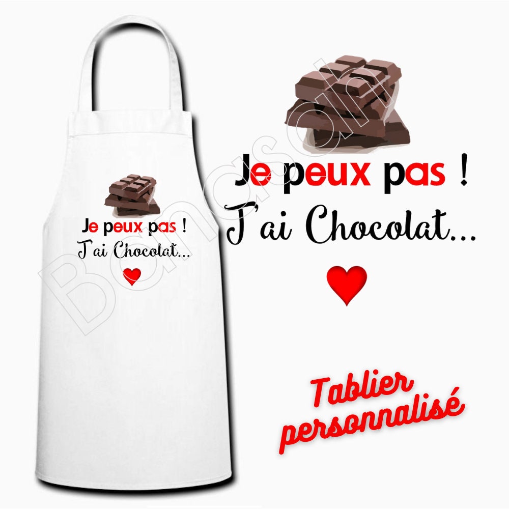 CADEAUX.COM - Tablier Cuisine Blanc à Personnaliser - Accro