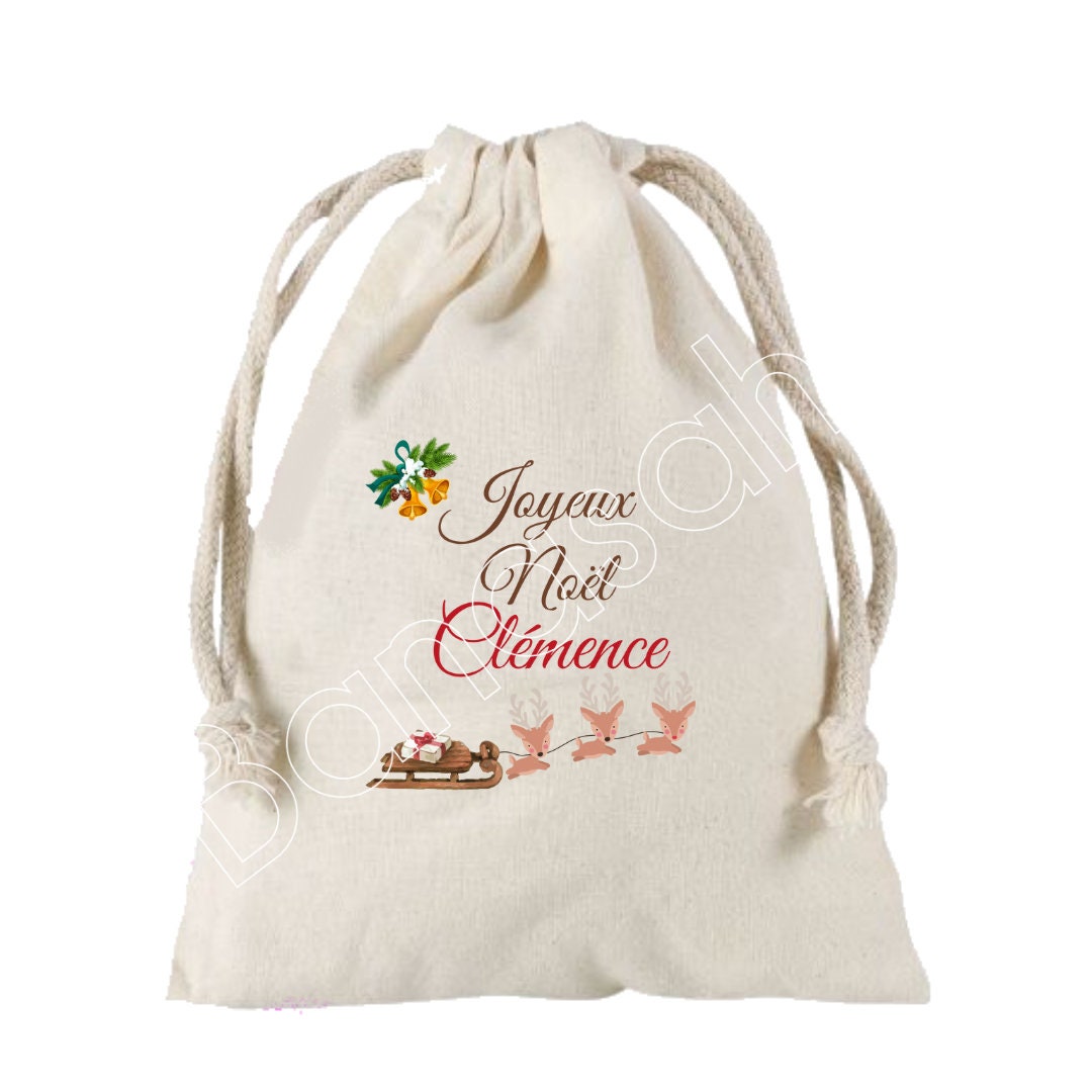 Sac Cadeau Personnalisé Joyeux Noël + Prénom