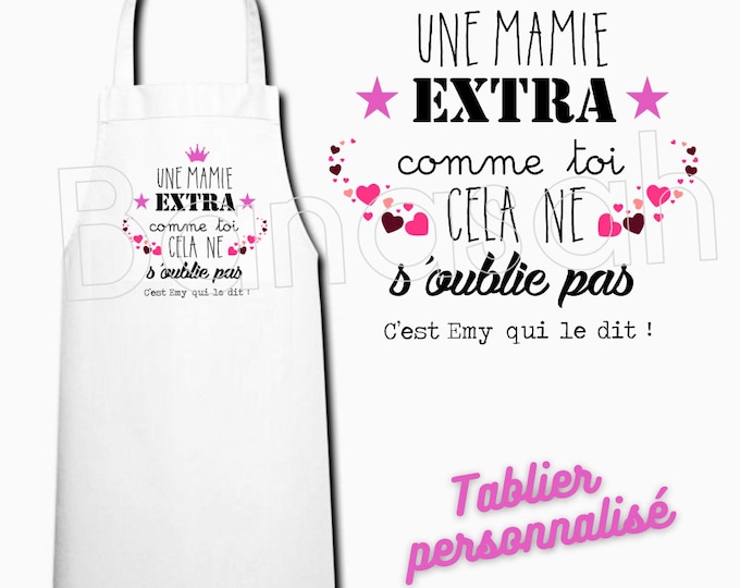 White customizable kitchen apron, Gift idea for mom, grandma, godmother, aunt, grandmother, mistress, nanny, aunt, colleague, atsem...