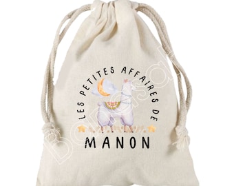 Large pocket with sliding links personalized to the first name of your choice 100% cotton 25X30 cm