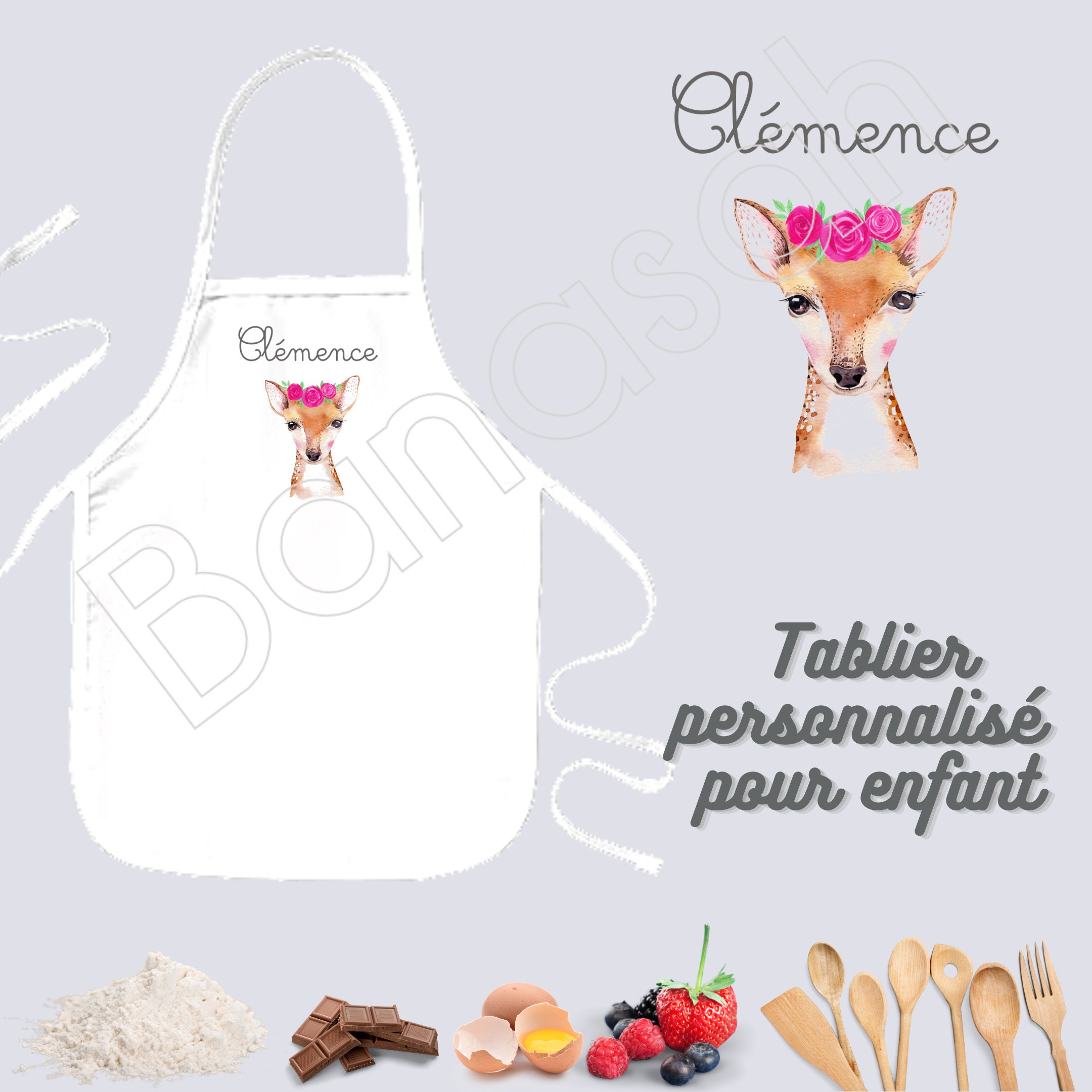 Tablier de cuisine personnalisable pour enfant animaux de la