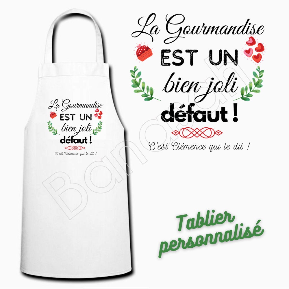 Tablier de Cuisine Personnalisable Blanc , Taille Adulte, Idée Cadeau Maman, Humour, Drôle