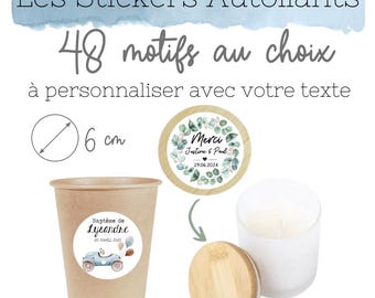 Round stickers / labels 6 cm to personalize your wedding, baptism, guest gift or any other event