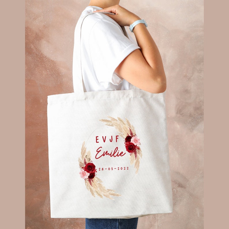 Sac EVJF personnalisé au prénom, date de votre choix Cadeau témoin, demoiselle d'honneur, future mariée, mariage, Tote bag, pochette 画像 6