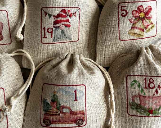 Eternal Advent Calendar 24 bags and/or its cotton storage bag! Traditional & magical countdown, Christmas, December,