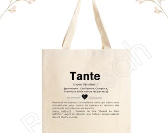 Personalized tote bag "Aunt", tote bag, cotton canvas bag, ecru color, canvas, gift, definition, family