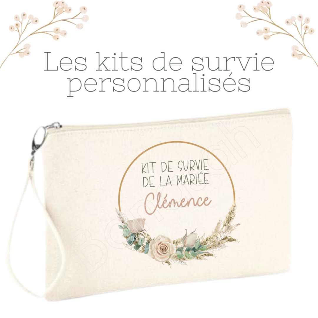 Party To Be Trousse De Maquillage Personnalisée Pour Demoiselles D'honneur, Cadeaux De Mariage, 01 Initiale+nom, Motif Floral