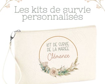 Personalized Survival Kit for the Bride, Best Man and/or Maid of Honor! Several possibilities: Tote, Pouch, Large Pouch, Bag
