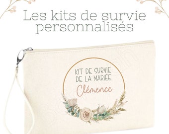 Kit de Survie personnalisé pour la Mariée, Témoin et/ou Demoiselle d'Honneur ! plusieurs possibilités : Tote, Pochette, grand pochon, Sac