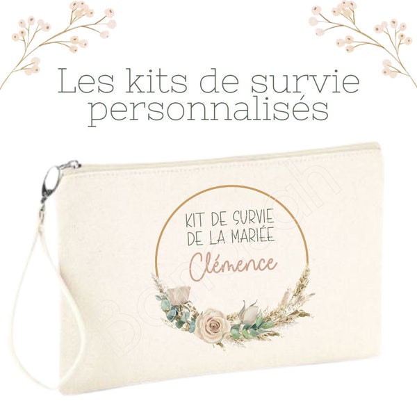 Kit de Survie personnalisé pour la Mariée, Témoin et/ou Demoiselle d'Honneur ! plusieurs possibilités : Tote, Pochette, grand pochon, Sac