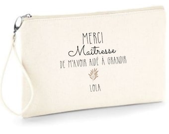 Grande Pochette zippée personnalisée ! Envoi rapide, Disponible pour Maîtresse, Atsem, Avs, Nounou, Mamie, Maman, Marraine, Tata, Tatie,...