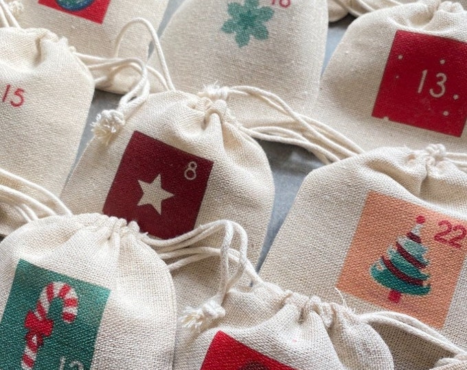 Eternal Advent Calendar 24 bags and/or its cotton storage bag! Traditional & magical countdown, Christmas, December,