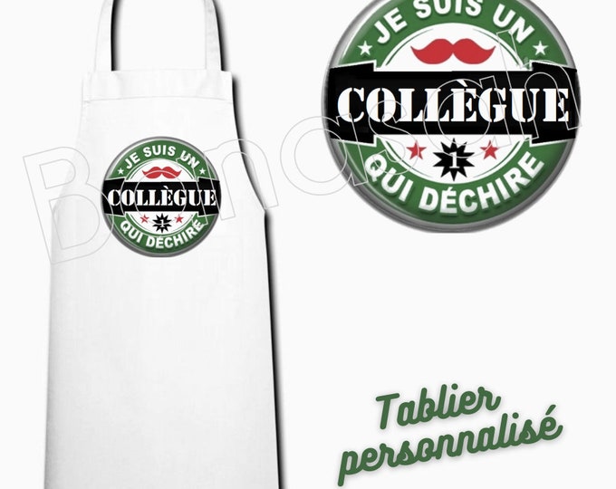 White customizable kitchen apron, Men's Gift Idea, Male, Godfather, Dad, Tonton, Grandpa, Grandfather, Master, ...