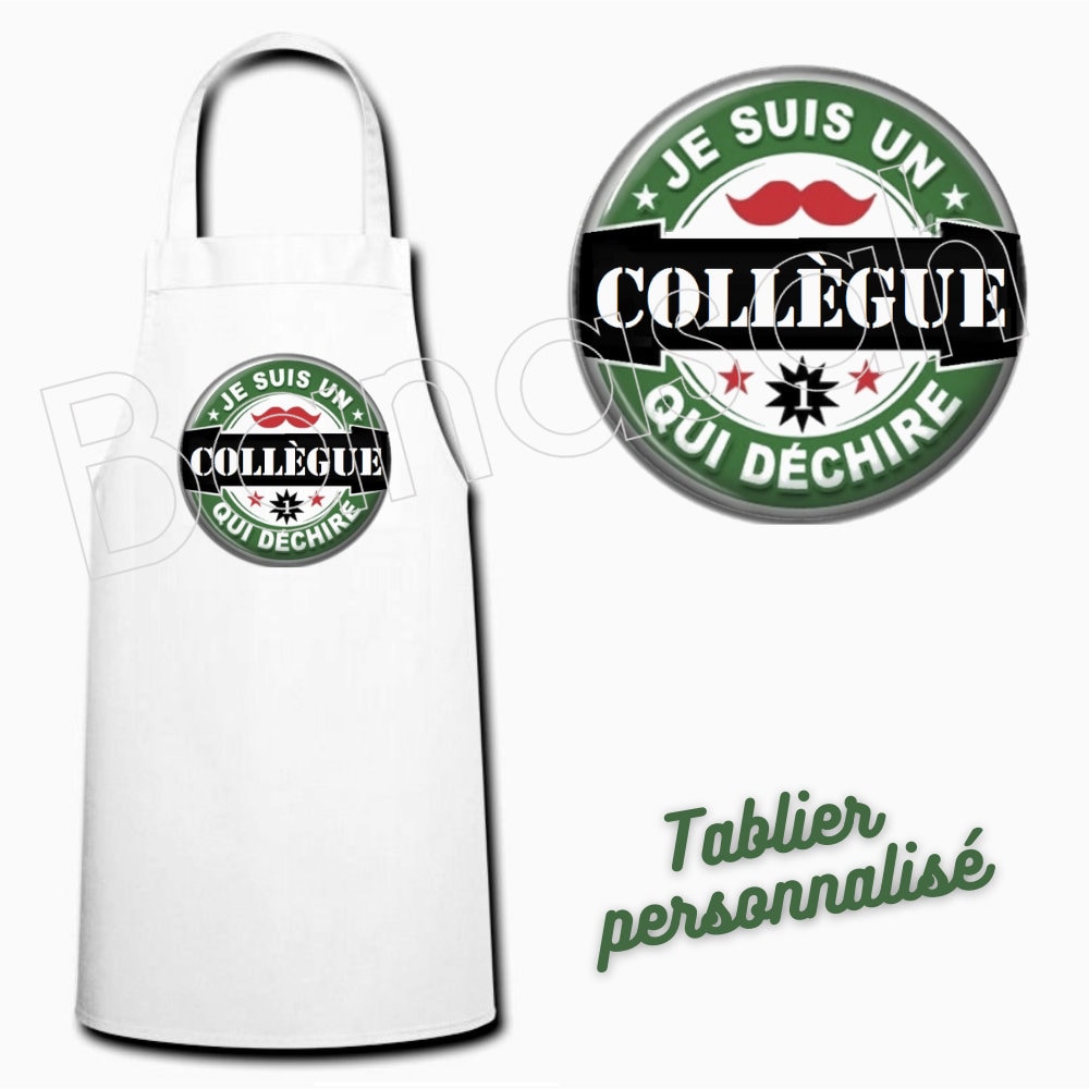 Tablier de Cuisine Personnalisable Blanc, Idée Cadeau Homme, Masculin, Parrain, Papa, Tonton, Papy, 