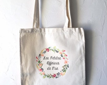 Tote Bag to customize "the little things of..." cotton shoulder carried !gift child teen woman wreath of flowers