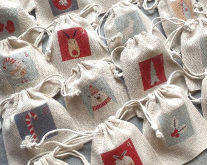 Eternal Advent Calendar 24 bags and/or its cotton storage bag! Traditional & magical countdown, Christmas, December,