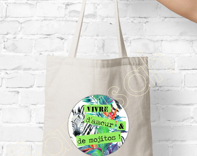 Tote bag "Living Of Love - Mojito" shopping bag, Ideal as a practical gift and original Mother, Mom