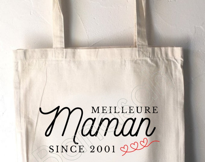 Tote Bag " Best Mommy Since .... "A practical and personalized gift with the year! Ecru cotton bag