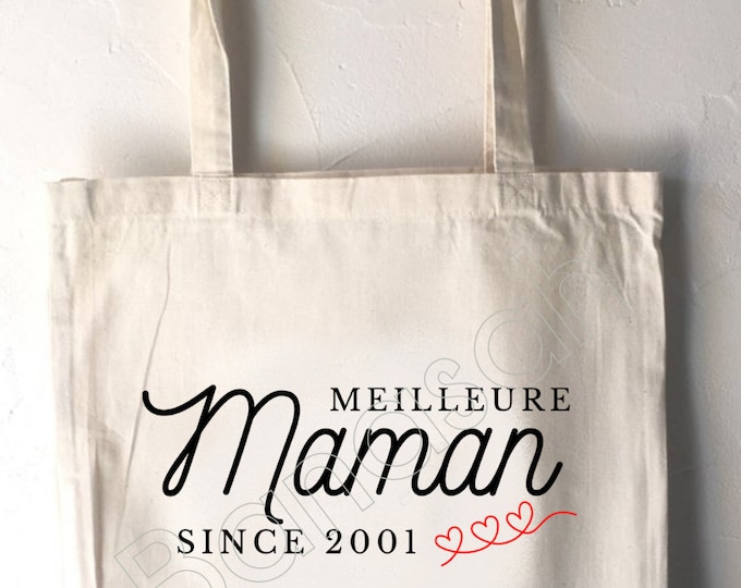 Tote Bag " Best Mommy Since .... "A practical and personalized gift with the year! Ecru cotton bag