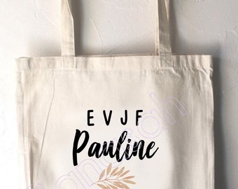 Tote Bag en coton personnalisée pour enterrement de vie de jeune fille au prénom , date de votre choix !   handmade wedding mariage EVJF