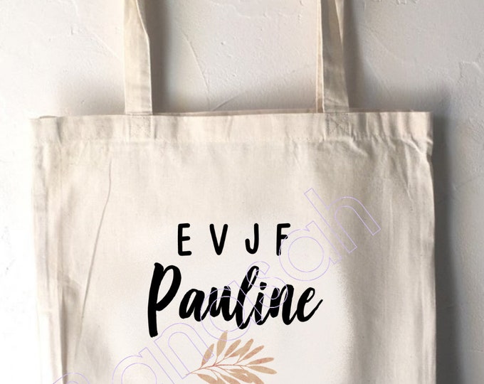 Personalised cotton tote bag for bachelorette party with first name, date of your choice!   handmade wedding wedding EVJF