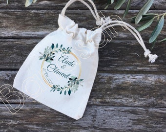 10 (ou+) Pochons à dragées ou cadeaux en coton personnalisés pour Mariage ou Baptême ! mariage cadeaux invités ballotins dragées champêtre