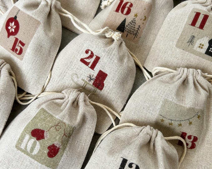 Eternal Advent Calendar 24 bags and/or its cotton storage bag! Traditional & magical countdown, Christmas, December,