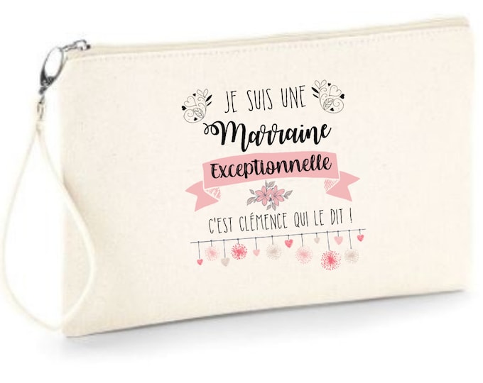 Personalized zipped pouch "I am an exceptional Godmother..."! Fast shipping, also available for Grandma, Mom