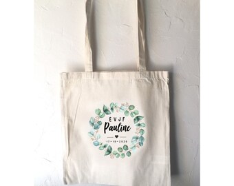 Personalised cotton tote bag for bachelorette party with first name, date of your choice!   handmade wedding wedding EVJF