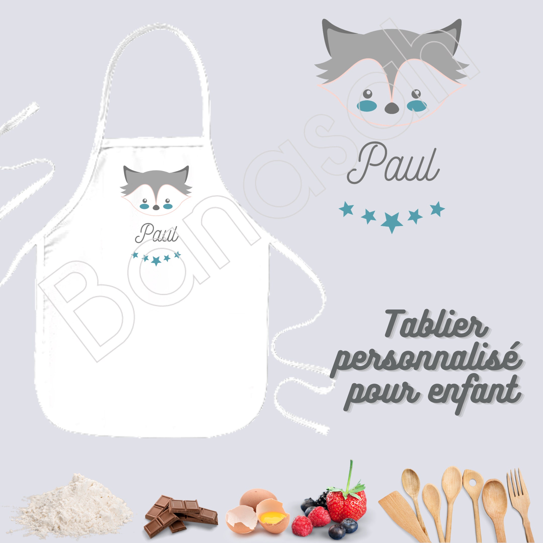 Tablier de Cuisine Personnalisable Pour Enfant/Junior, Idée Cadeau Personnalisé Anniversaire, Noël O