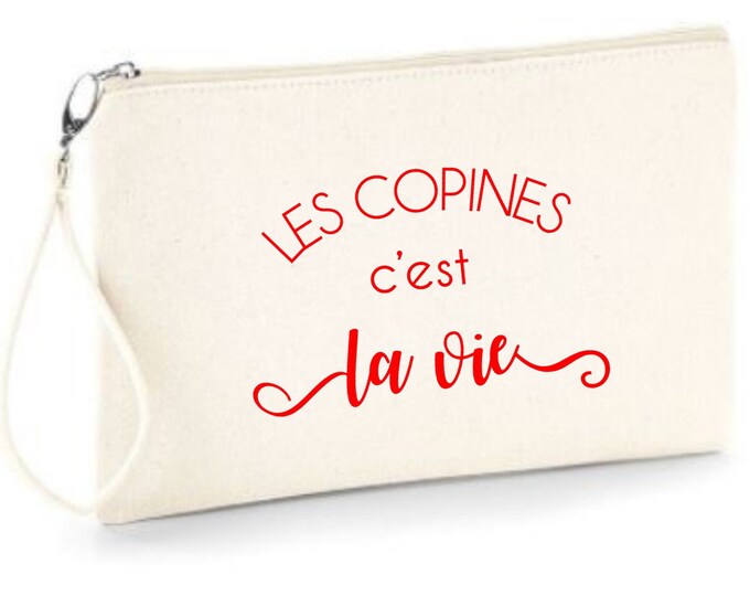 Zipped pouch “Friends are life”! Fast delivery, original & practical gift, cotton pouch 18x25 cm